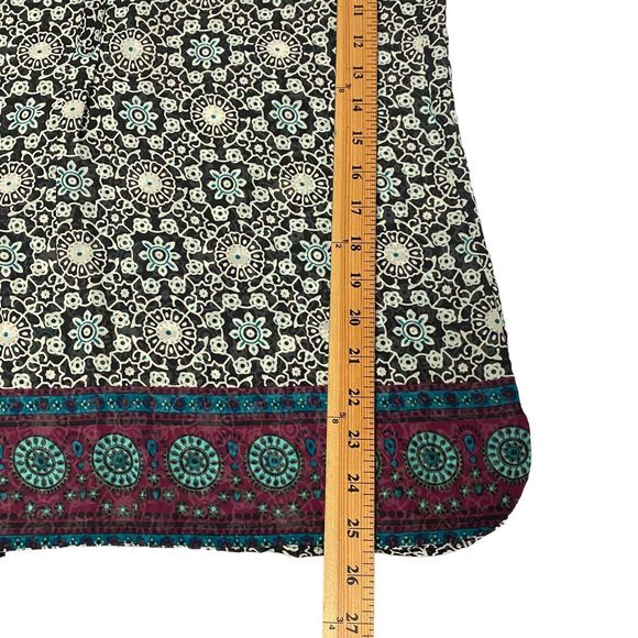 About A Girl Los Angeles Womens Large Sheer Floral MOP Button Multi Blue Blouse - Picture 7 of 10